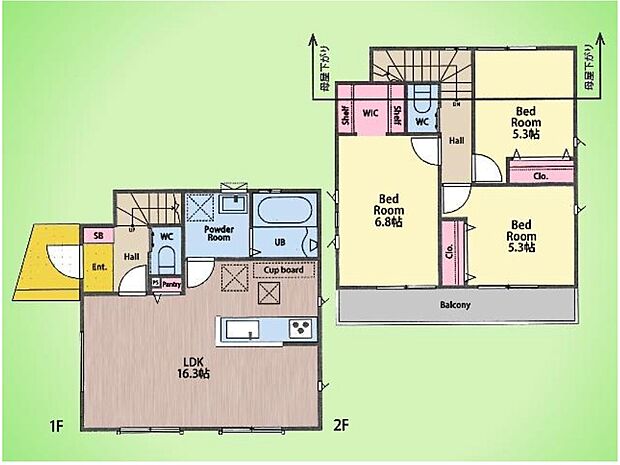【3LDK+S(納戸)】16.3帖の広々LDKは家族の笑顔が集まる空間。2階には3つの居室とWICがあり、お子様の成長に合わせた使い方が可能です。