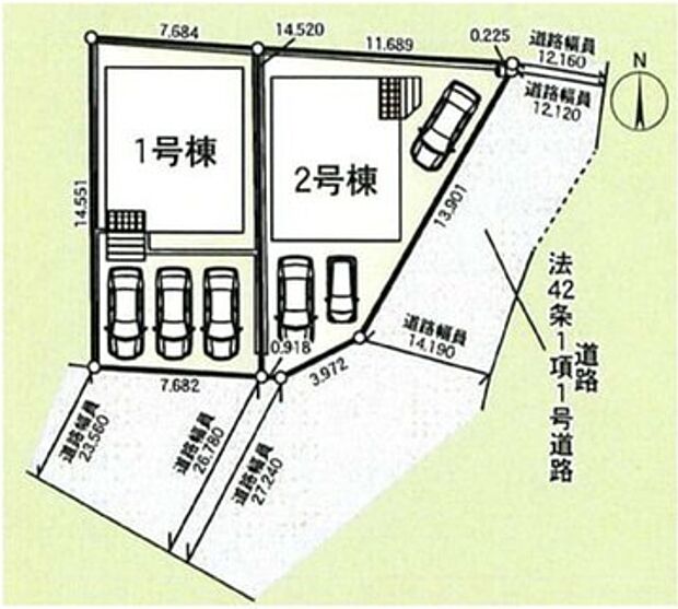 【全体区画図】カースペース３台可♪