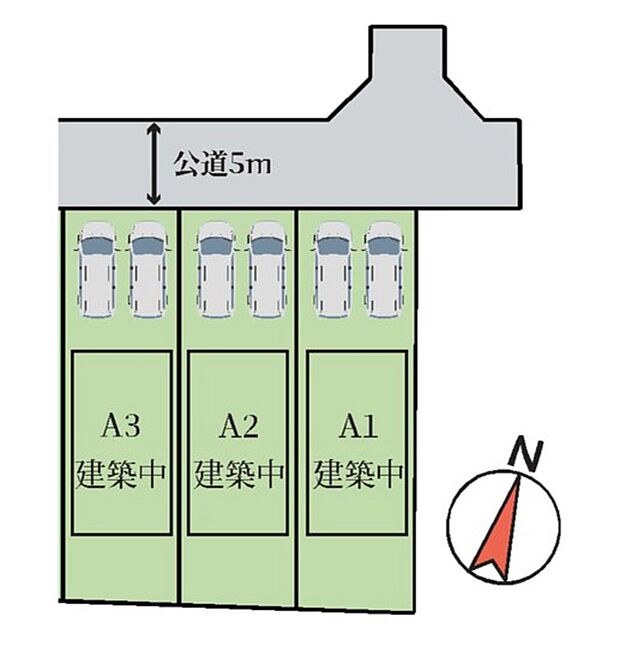 【全体区画図】各棟並列2台駐車可能♪来客時も安心です。