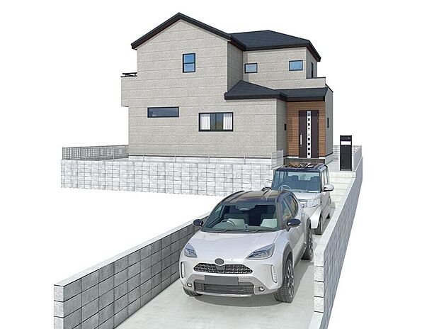 ◇◆完成予想パース◆◇
ゆとりある敷地に建つ落ち着いた住まい。駐車2台可能で来客時も安心。※本画像はCGで作成しており、実際に現地に車は置かれておりません。また、価格に車は含まれておりません。
