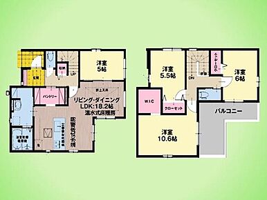 パントリーやウォークインクローゼットがあり、収納豊富な間取りです！広々としたバルコニーがあります。水回りがコンパクトに配置され、家事の時短になる間取りです。 
