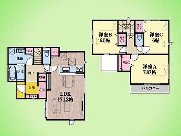 【3LDK】玄関にSIC、主寝室に大型WICを備えた充実の収納設計。室内をすっきり保ちながら、17帖超の開放的なLDKで家族との時間をゆったり楽しめます。