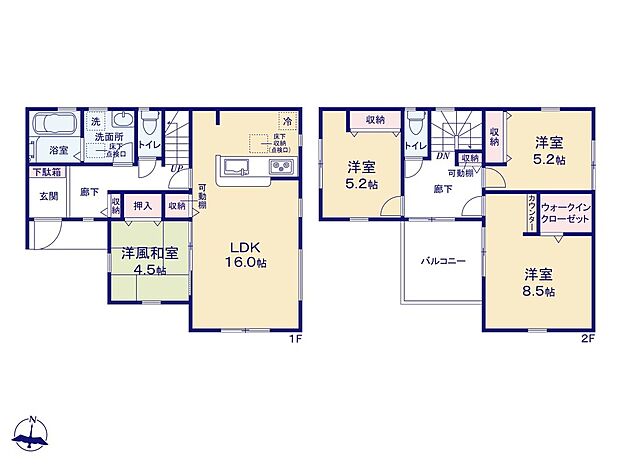 (1期-3号棟(全6棟))、価格3980万円、4LDK、土地面積123.04m2、建物面積100.19m2