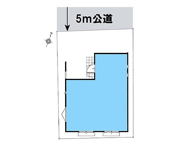 【区画図】前面道路は5mある為、お車の出し入れもスムーズに行っていただけます。