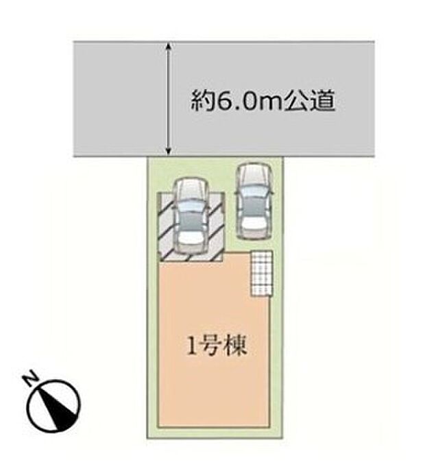 前面道路が6mとゆとりがあるため、車の出し入れもラクラク♪カースペース2台確保でご夫婦それぞれ車が持てる他、お子様の自転車置き場としても利用可能です◎