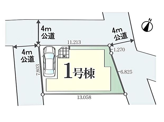 【区画図】公道3方位の解放感ある整形地・東南側隣地に空間のある採光も豊かな敷地