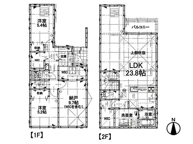 【2号棟-2LDK+S】広々LDK23.8帖 対面キッチン 収納豊富・ウォークインCLx3