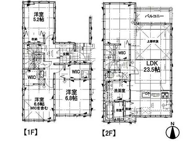【3号棟-3LDK】広々LDK23.5帖 上部吹き抜けの大空間 対面キッチン 収納豊富・ウォークインCLx3