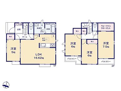 【間取り】主寝室にある、広々としたウォークインクローゼットが魅力的な間取りです。 