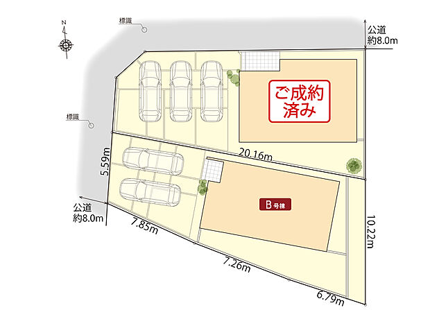 区画図　
並列駐車2台可能！