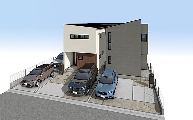 注文住宅から生まれたこだわりの住まい。アクセントのある外観、洗練されたデザイン。構造計算による耐震等級3という、最高レベルで大切な家族を守る家です。