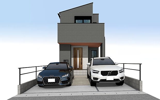 守山区白沢町の家　外観パース

未完成物件のため、モデルハウスへのご案内も致します！
お気軽に「0120-776-133」へご連絡下さい。