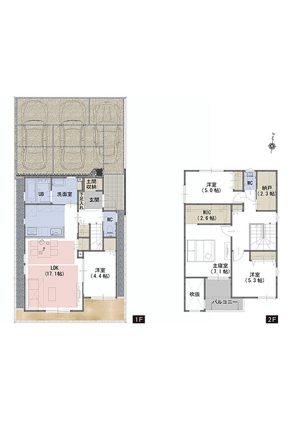 A号棟　間取り図
全室収納付きで住まいをスッキリと保てます！
