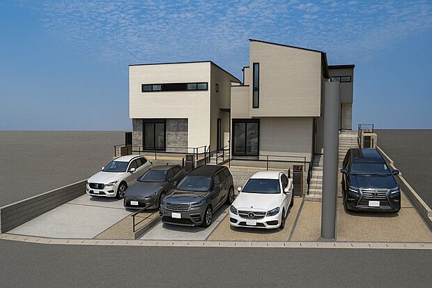 外観パース A号棟:奥側、B号棟:右側、C号棟:左側
駐車2~4台可!(車種・号棟による)
未完成物件の為モデルハウスへのご案内も致します。
平日・土日問わずお気軽にお問合せください。