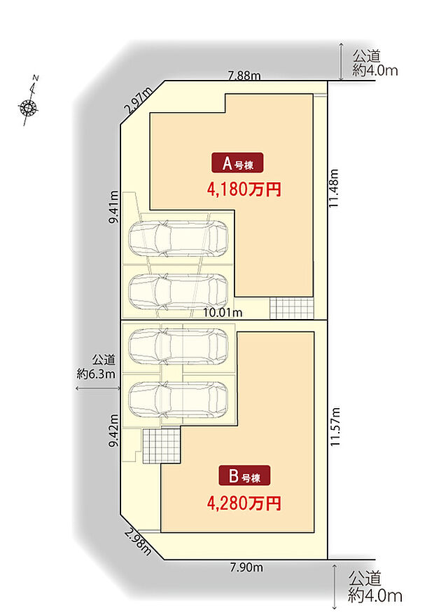 区画配置図　並列駐車2台可能