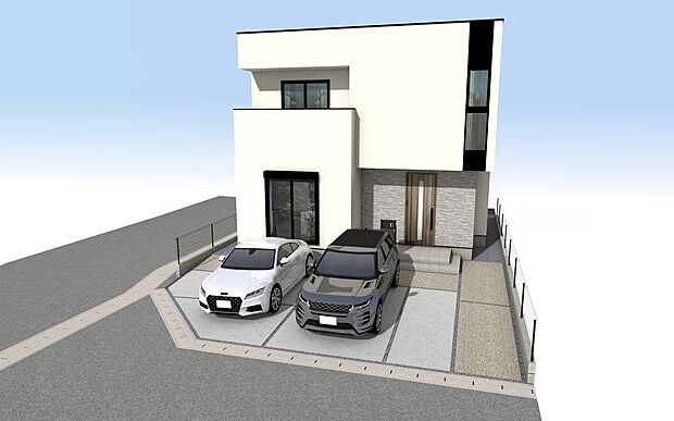 一宮市今伊勢町馬寄八丁堀の家3期　外観パース
■未完成物件の為モデルハウスへのご案内も致します。お気軽に「0120-928-571」までお問合せ下さい！