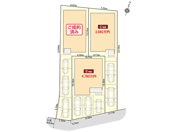 守山区村前町の家　区画図