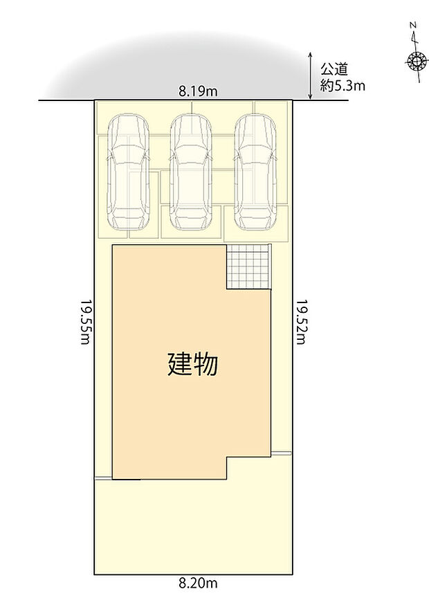 区画配置図　並列駐車3台可
