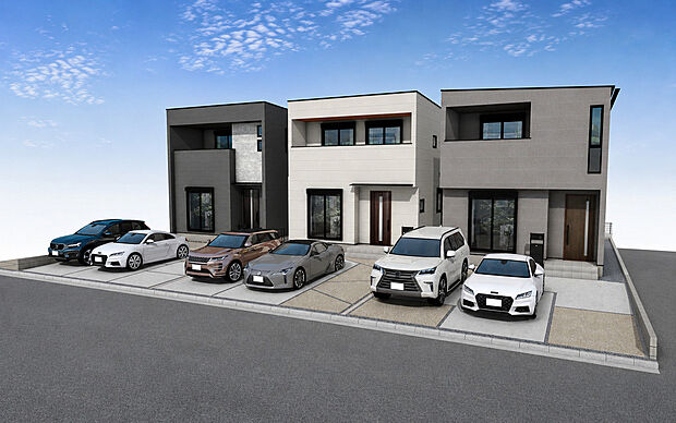外観パース 左からA・B・C号棟 住宅ローンのお借入れ、銀行や金利商品選びはどうすればいいの?不動産に関する事でしたらどんな些細なことでもご相談ください!平日・土日問わずお気軽にお問合せください