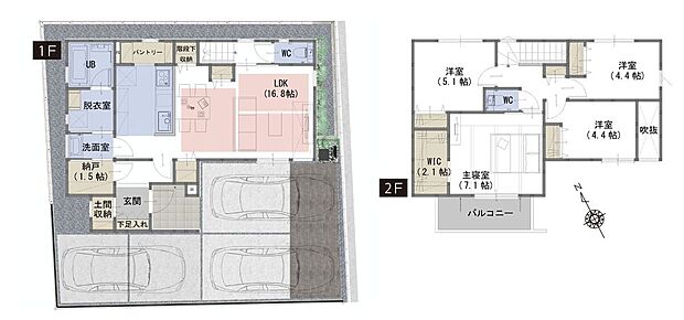 4LDK+WIC+土間収納+納戸+階段下収納