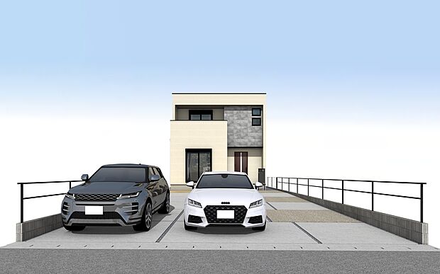 【外観パース　B号棟　】■未完成物件の為、モデルハウスへのご案内も致します。
お気軽に「0120-928-571」までお問合せ下さい！