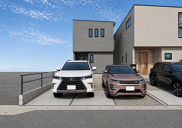 【現地外観パース　C号棟】■未完成物件の為、モデルハウスへのご案内も致します。
お気軽に「0120-928-571」までお問合せ下さい！