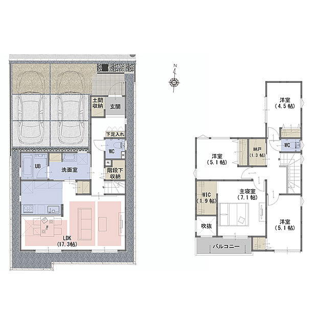 【4LDKS】各部屋の収納をはじめ、納戸、土間収納など整理整頓に役立ちます！