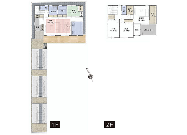 【4LDK+S】■吹抜がリビングをより明るく開放的な空間に
■使い勝手の良いリビング横和室
■ウォークインクローゼットのある洋室は大型の荷物もスッキリ。