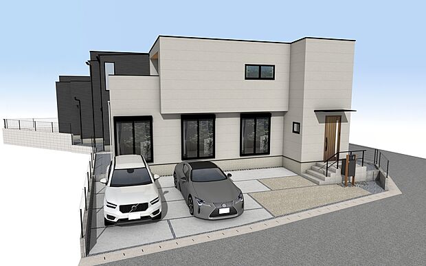 【外観パース　B号棟】■未完成物件の為、モデルハウスへのご案内も致します。お気軽にお問合せ下さいませ。