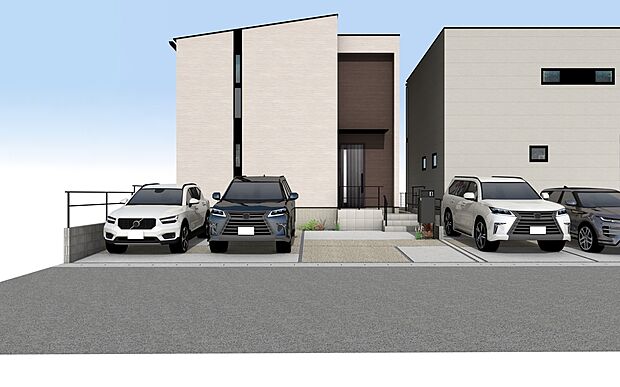 【外観パース　B号棟】■未完成物件の為、モデルハウスへのご案内も致します。お気軽にお問合せ下さいませ。