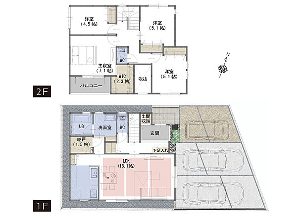 【4LDK+S】■18.1帖のLDKで広々空間
■ウォークインクローゼットのある洋室は大型の荷物もスッキリ。
■家事がはかどる食器洗い乾燥機付き