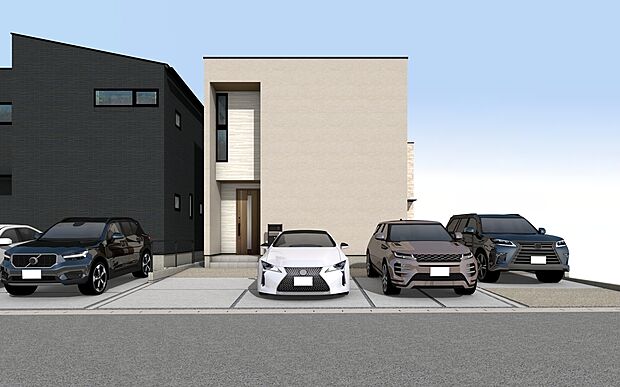 【外観パース　B号棟】■未完成物件の為、モデルハウスへのご案内も致します。
お気軽に「0120-928-571」までお問合せ下さい！