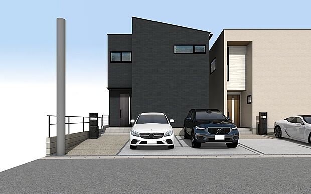【外観パース　C号棟】■未完成物件の為、モデルハウスへのご案内も致します。
お気軽に「0120-928-571」までお問合せ下さい！