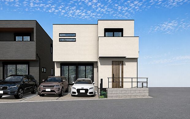 【外観パース　B号棟】未完成物件のため、モデルハウスへのご案内も致します！
お気軽に「0120-776-133」へご連絡下さい。