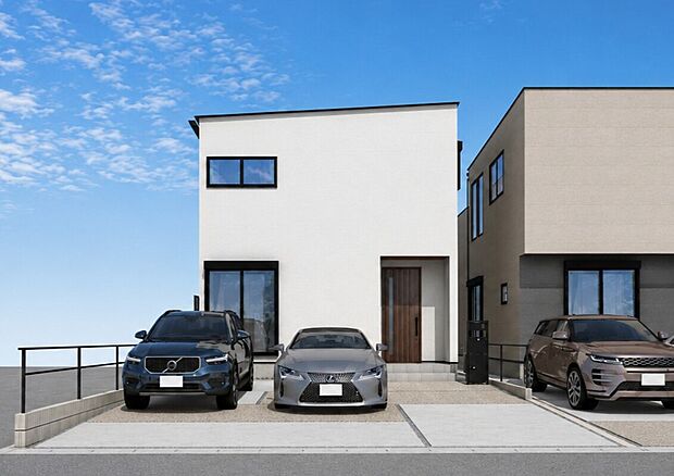 【外観パース　B号棟】未完成物件のため、モデルハウスへのご案内も致します！
お気軽に「0120-689-051」へご連絡下さい。