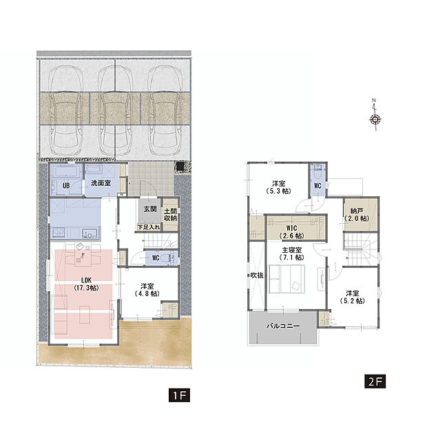 【4LDKS+WIC+土間収納】・玄関横の土間収納には掃除道具や外用玩具、ベビーカーなどをそのまま収納することが可能です!