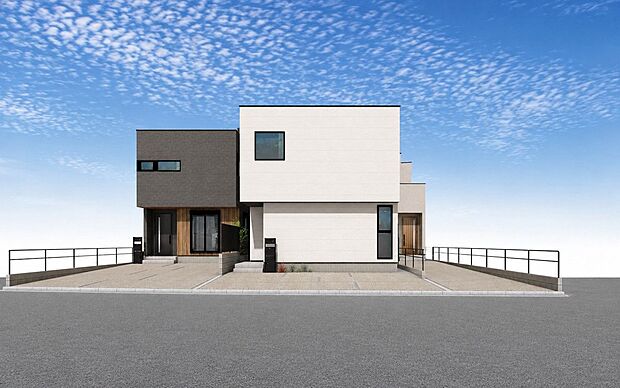 【外観パース図】外観パース(左からABC号棟)■未完成物件の為、モデルハウスへのご案内も致します。お気軽に「0120-928-571」までお問合せ下さい!