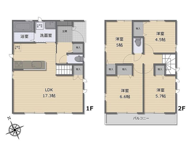 (F号棟)、価格4390万円、4LDK、土地面積90.71m2、建物面積89.84m2