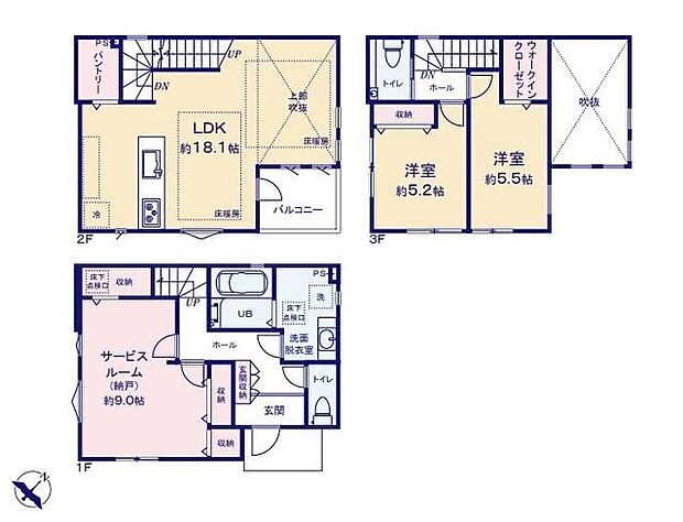 (1号棟)、価格9999万円、2LDK+S、土地面積90.42m2、建物面積100.75m2
