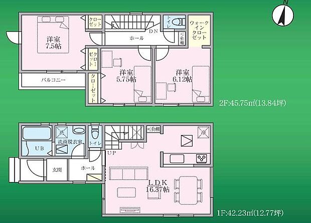 (1号棟)、価格3780万円、3LDK、土地面積80.01m2、建物面積87.98m2