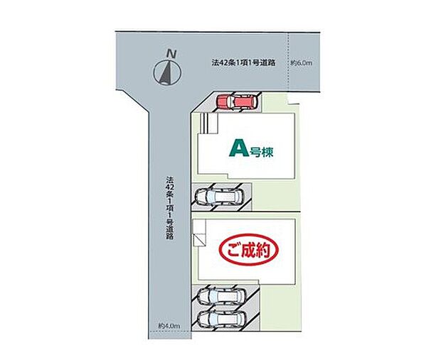 ≪全体区画図≫駐車スペース２台分♪（車種による）