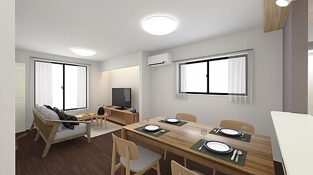 ≪Living room≫
プライバシー性に恵まれた2階リビング♪
※現況の物件写真に、CG による画像処理を行っています。家具、家電、照明器具、小物、カーテン、その他のイメージはCG です。