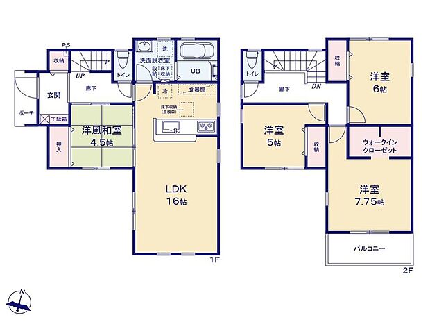 (1号棟)、価格4880万円、4LDK、土地面積135.6m2、建物面積100.39m2