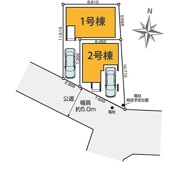 ≪全体区画図≫全邸カースペース完備☆（※車種による）安心の歩道あり南道路接道◎