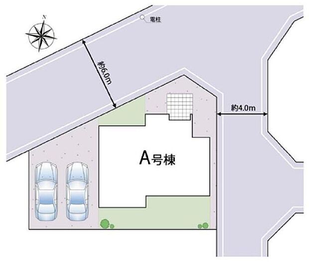 ≪全体区画図≫嬉しいカースペース2台分♪（※車種による）開放感のある角地☆
