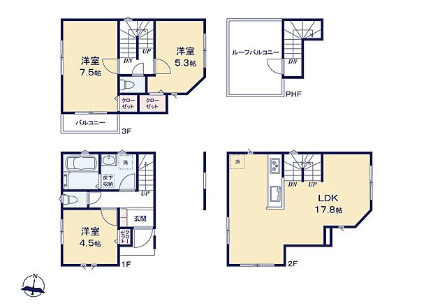(1号棟)、価格5280万円、3LDK、土地面積49.27m2、建物面積96.21m2