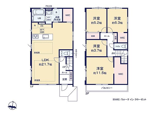(1号棟)、価格5899万円、4LDK、土地面積115.12m2、建物面積109.88m2