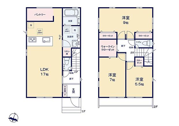 (2号棟)、価格6280万円、3LDK、土地面積105.17m2、建物面積99.36m2