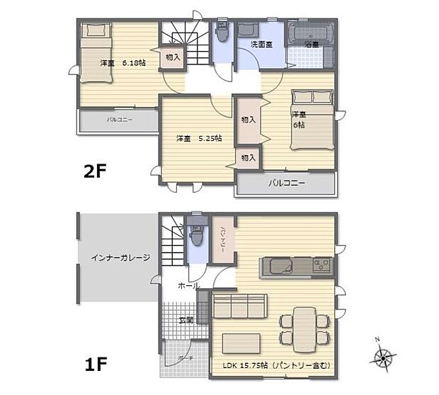 (A号棟)、3LDK、土地面積78.99m2、建物面積92.56m2