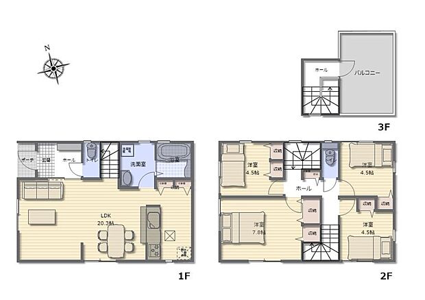 (1号棟)、4LDK、土地面積90.88m2、建物面積103.26m2